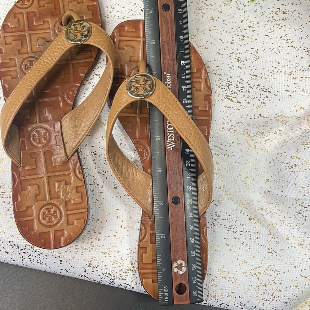 Tory Burch shoes Flip flops sandals Thora flats tan gold - Picture 11 of 14